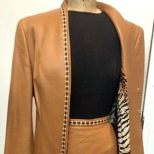 Vintage ESCADA  Ladies    Leather  suit skit and  jacket    size 10